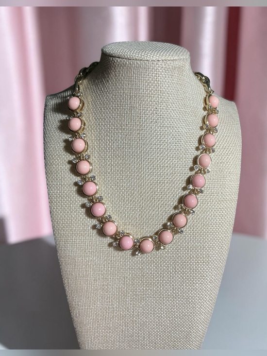 Lee Angel Jewelry - Lee by Lee Angel Capri Collar Necklace Pink Cabochon
Crystal Gold Tone